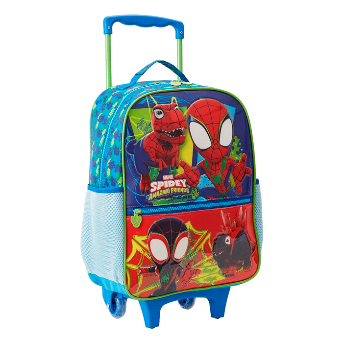 Mochila de Rodinhas Escolar 16 Marvel Spidey e Seus Amigos Incríveis Dino Webs